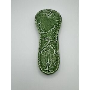 Olfaire Made In Portugal Spoon Rest Green Majolica Cabbage Leaf #2